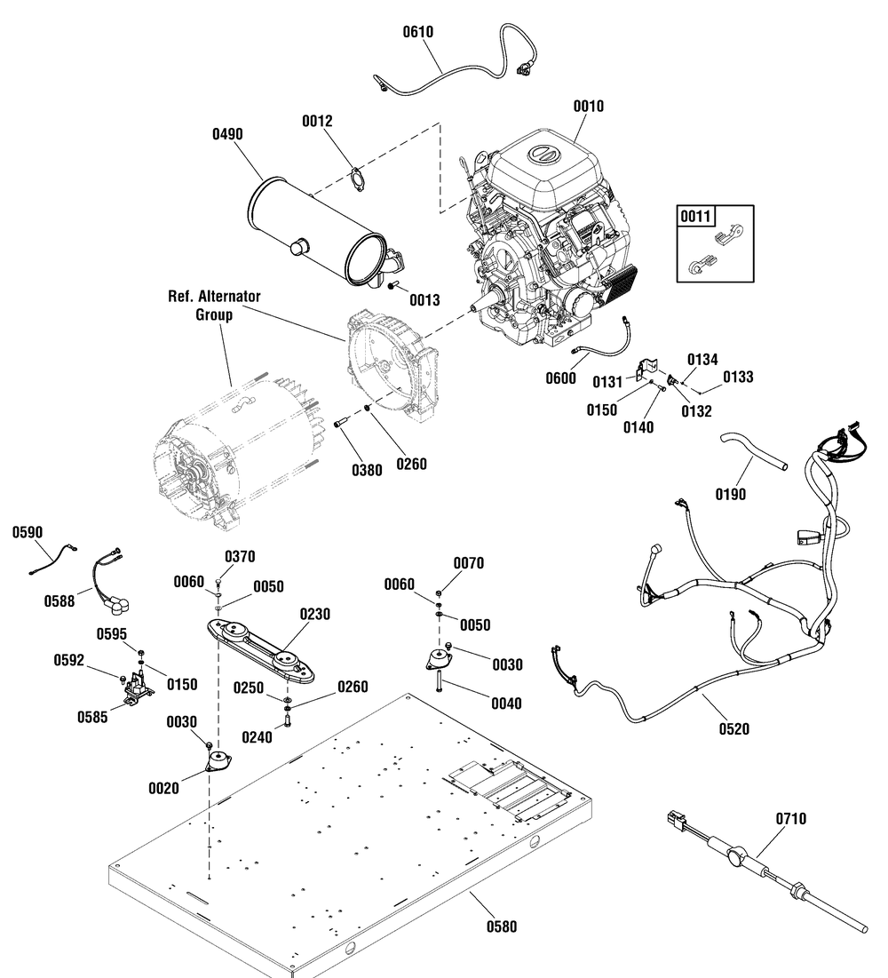 Power Group Diagram and Parts List for 040573-02  Briggs and Stratton Generator